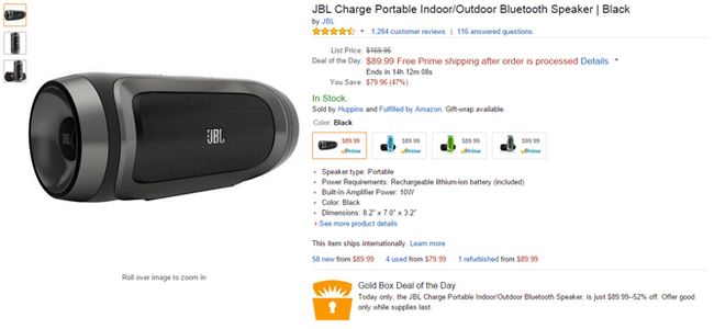 Fotografía - [Trato Alerta] Amazon Gold Box Tiene El altavoz Bluetooth y la batería JBL cargo por $ 90 ($ 60 Off Retail)